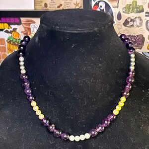 Elegant Amethyst and Faux Pearl Beaded Necklace